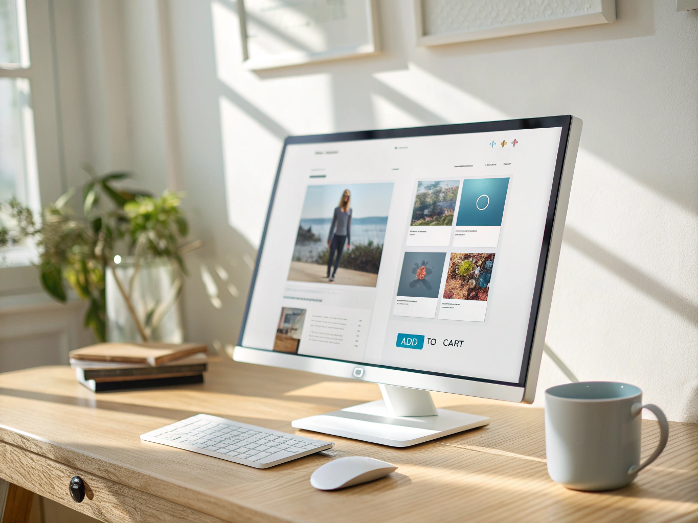 WooCommerce product cards and cart UI elements collage